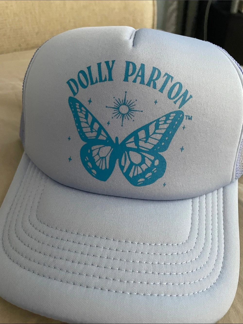 Dolly Parton purple & Blue Trucker Cap with Turquoise Butterfly NWT